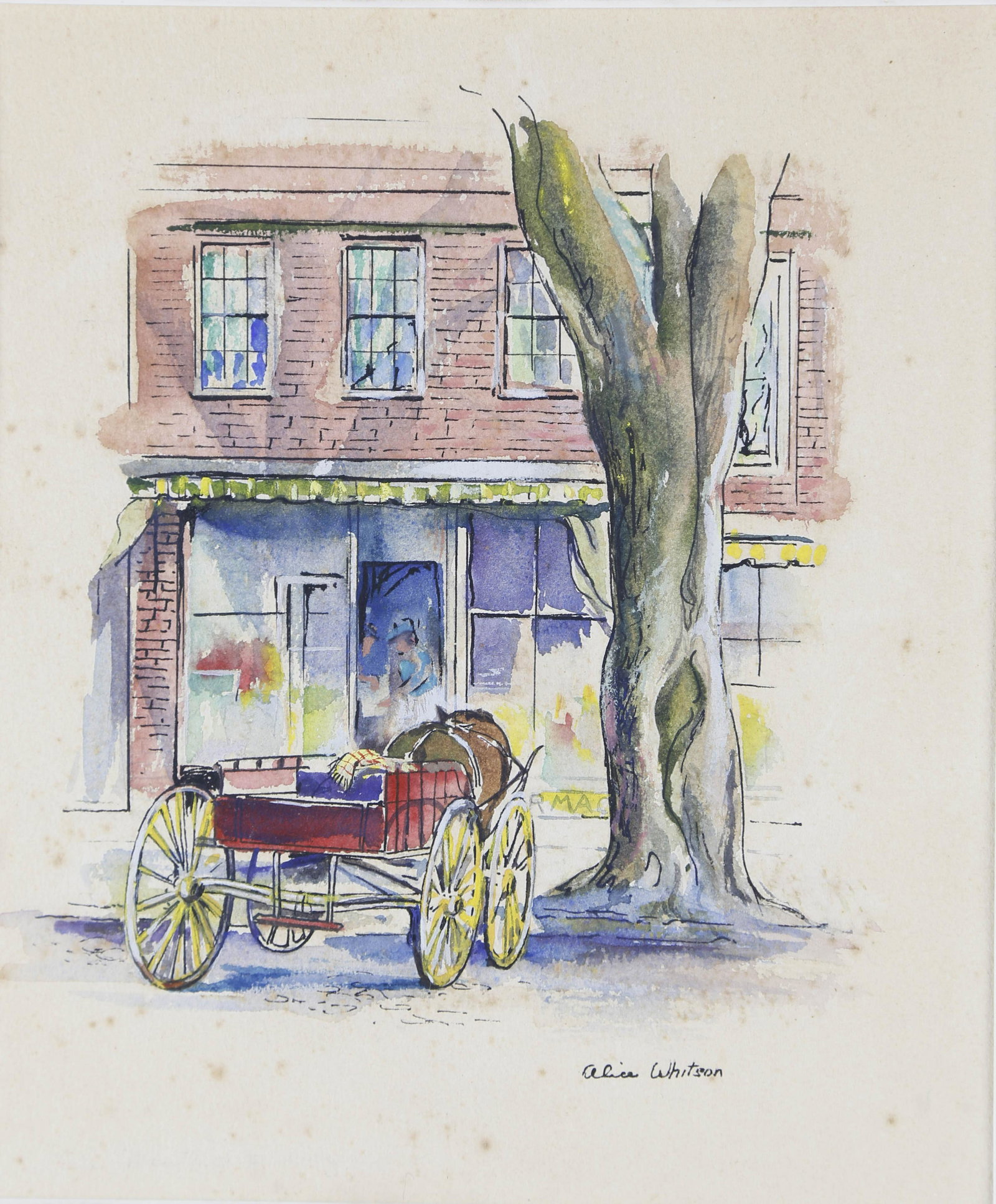 3 Alice Whitson Nantucket Watercolors, "Whaling: 3 Alice Whitson (1898-1984) Nantucket Watercolors, "Whaling Museum", "Main Street", "Brant Point", each signed lower right, Whitson was an elected artist to the Lyme Art Association, Old Lyme, CT; she