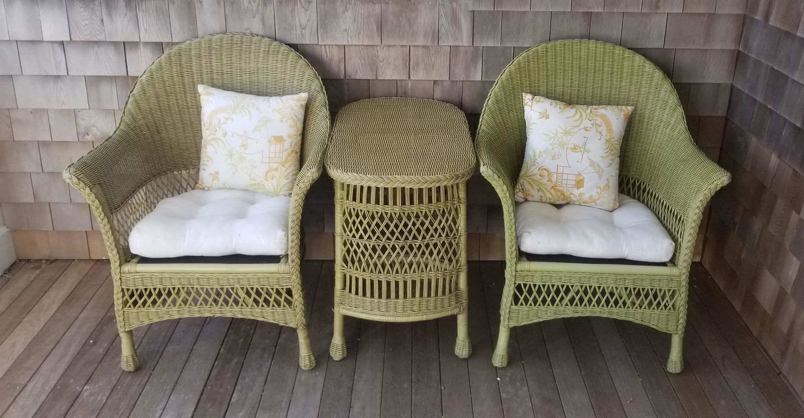 Pair of Vintage Wicker Armchairs and OvalTable (1 of 1)