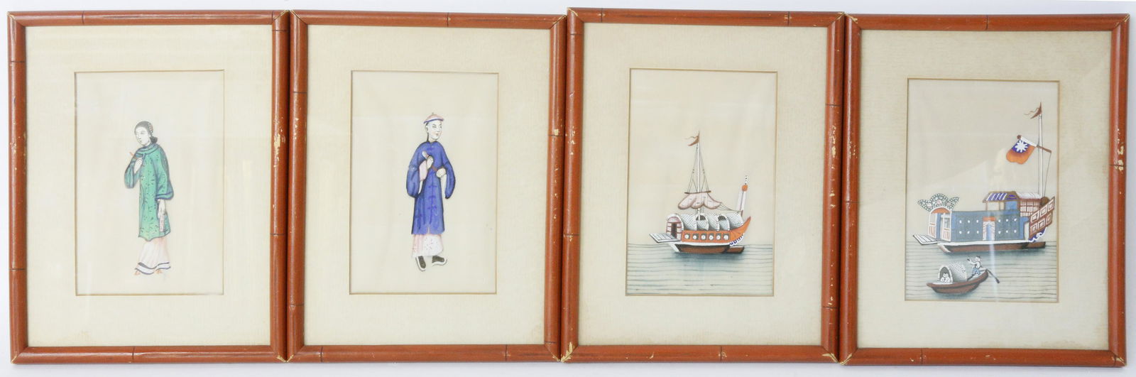 Set of Four Vintage Chinese Watercolor Portraits on (1 of 5)