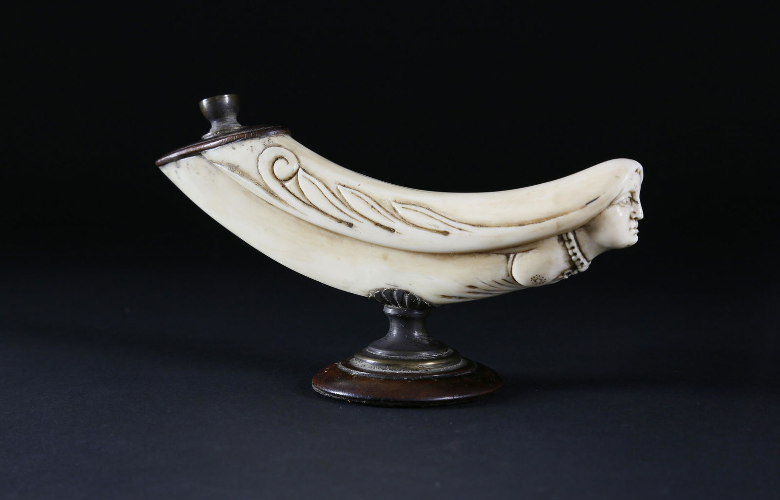 Carved Ivory, Brass and Wood Snuff Container, 19th (1 of 3)