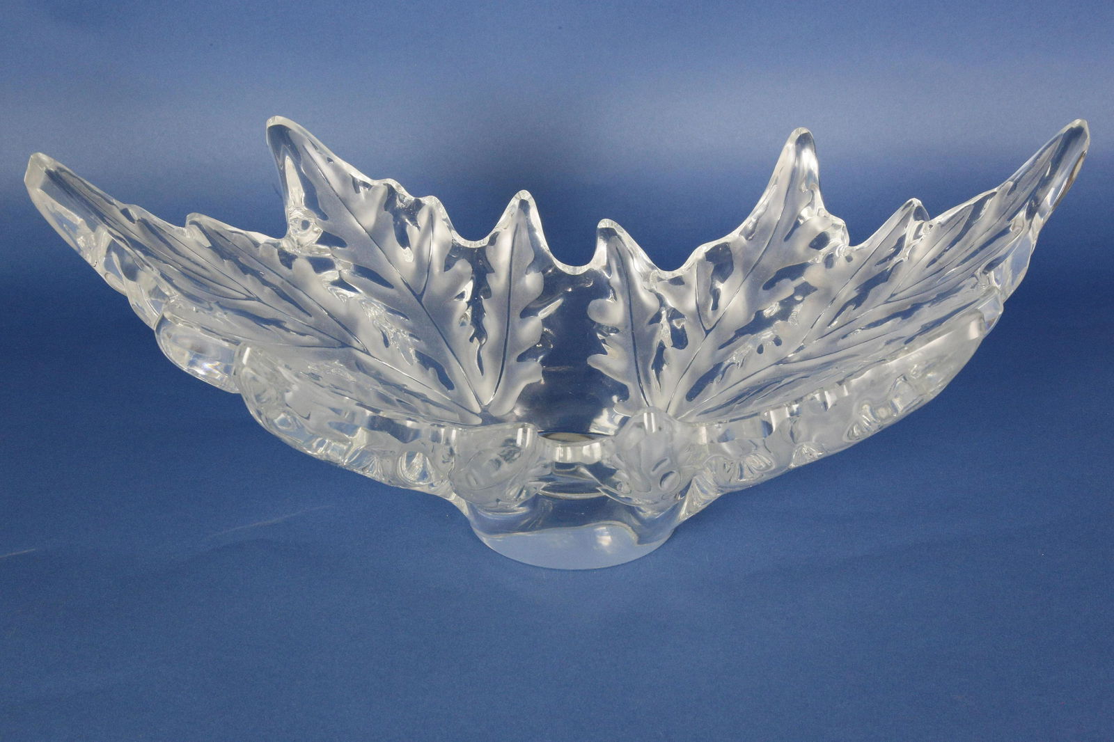 Signed Lalique French Frosted Glass Leaf Bowl (1 of 4)