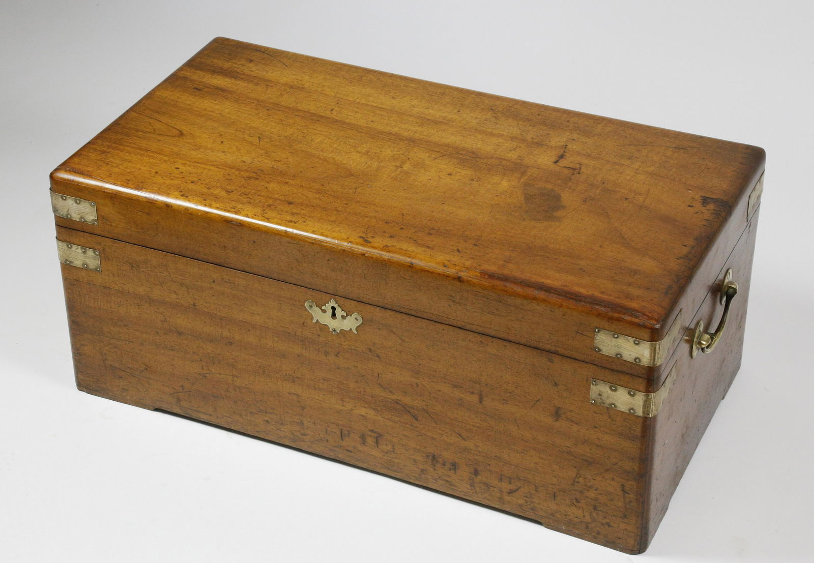 19th c. Chinese Export Brass Bound Camphorwood Trunk (1 of 4)