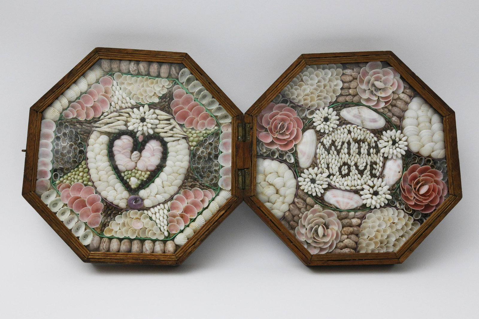19th c. Double Sailor's Valentine Box -- With Love (1 of 4)