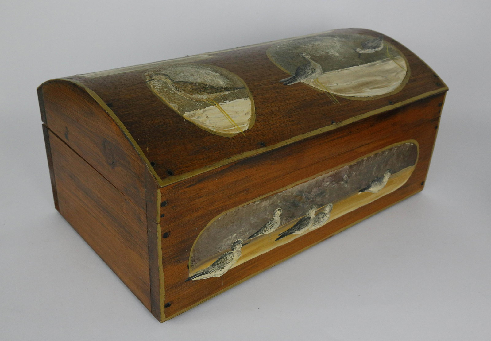 Shorebird Paint Decorated Pine Dome Top Box (1 of 6)