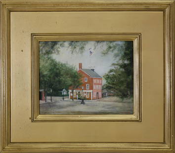 Yasemin Tomakan Oil on Canvas "Old Customs House": Yasemin Tomakan (American, b. 1958) Oil on Canvas, "Old Customs House", signed lower right Tomakan, in gilt frame. 7.5 in. x 9.5 in. Overall 15.5 in. x 17.5 in. Dimensions 7.5 in. x 9.5 in.