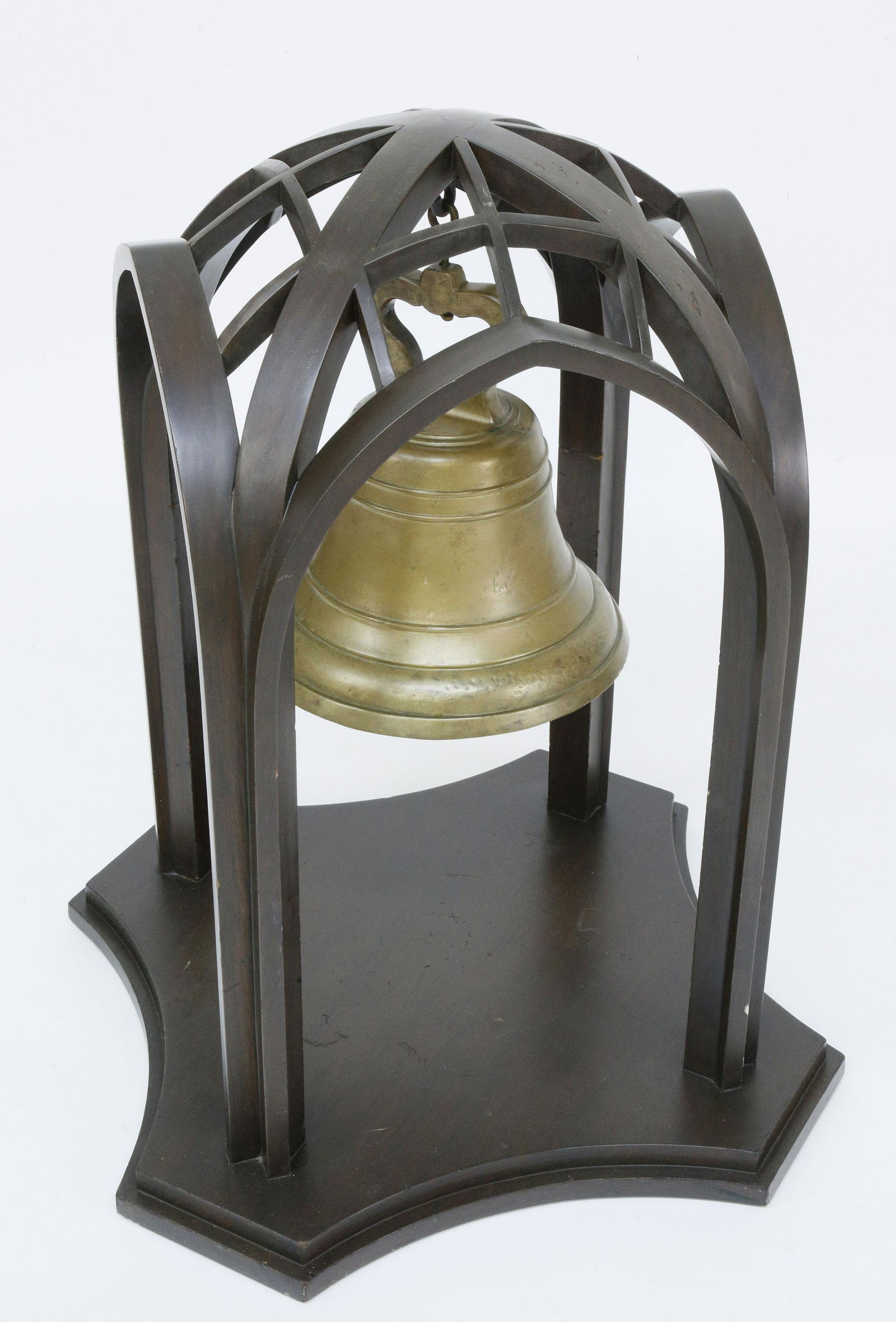 Large Antique Brass Bell in Contemporary Hanging Mount (1 of 4)
