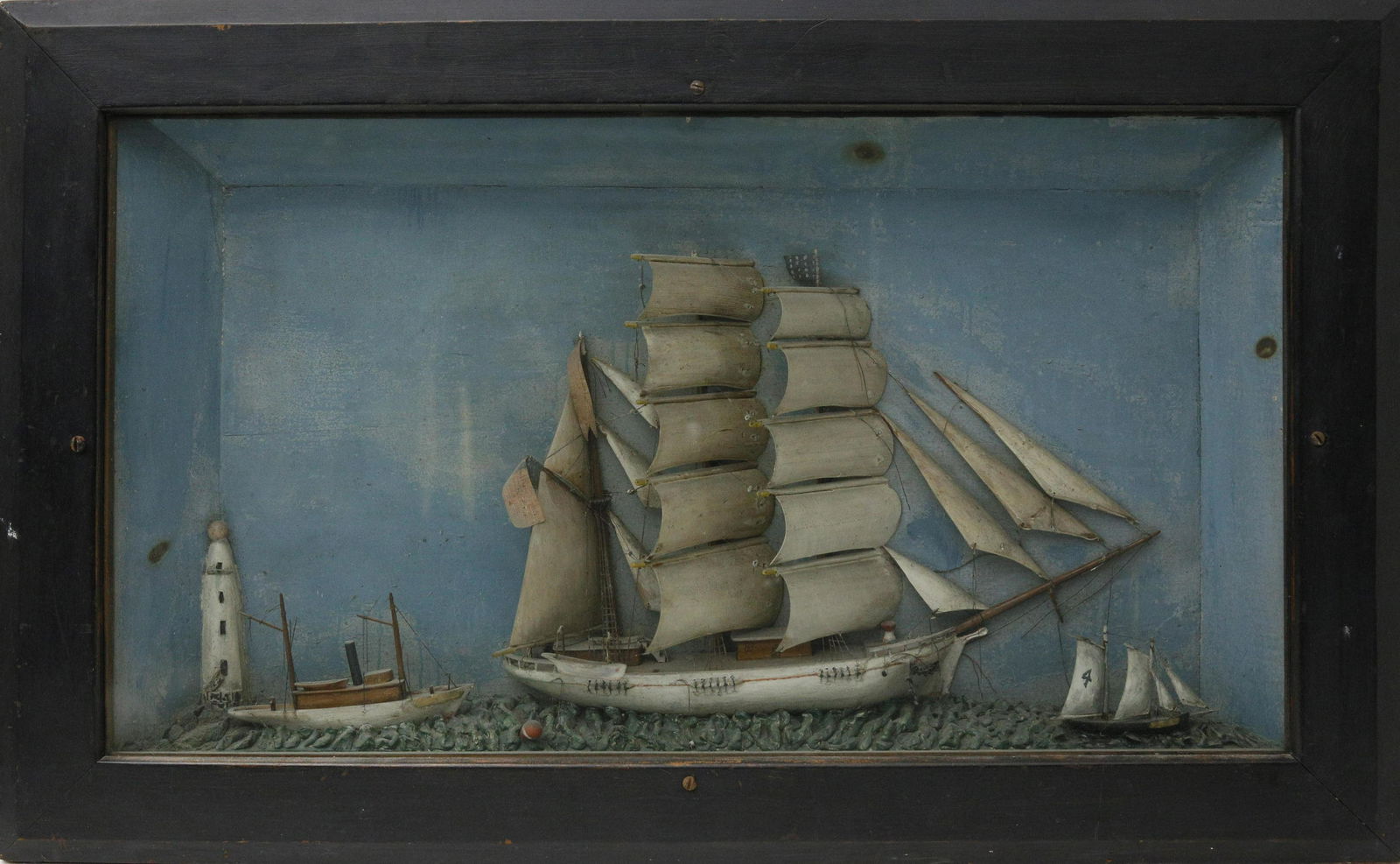 American 3-Mast Ship Diorama, circa 1860 (1 of 6)