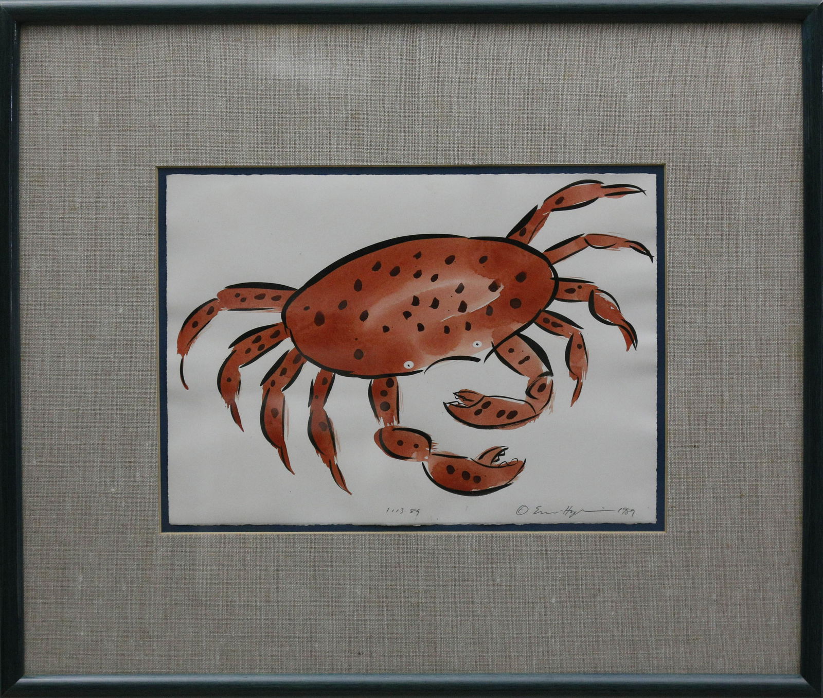 Eric Hopkins Watercolor on Paper, "A Maine Red Crab" (1 of 3)