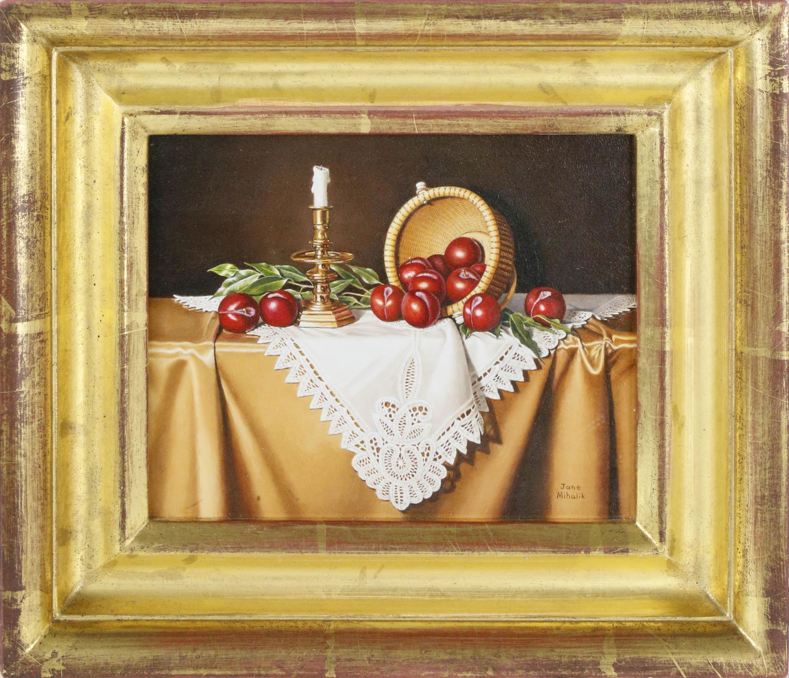Jane Mihalik Miniature Oil on Board "Red Plums" (1 of 5)