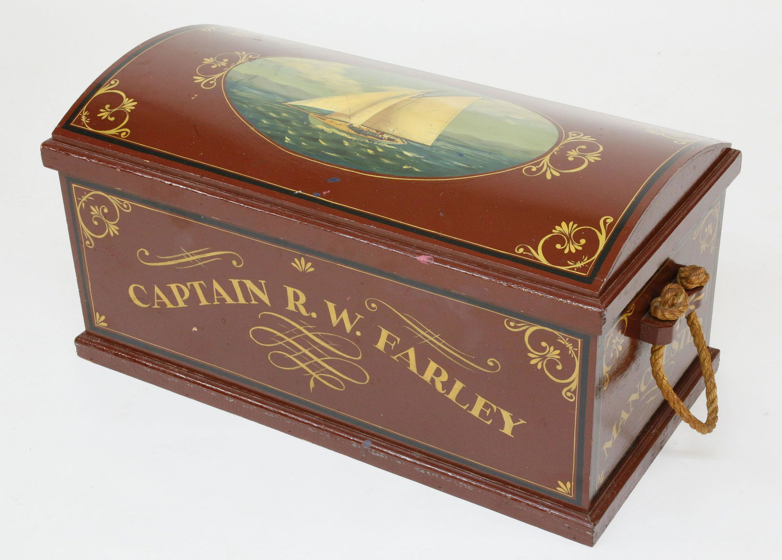 British Nautical Decorated Dome Top Trunk (1 of 9)