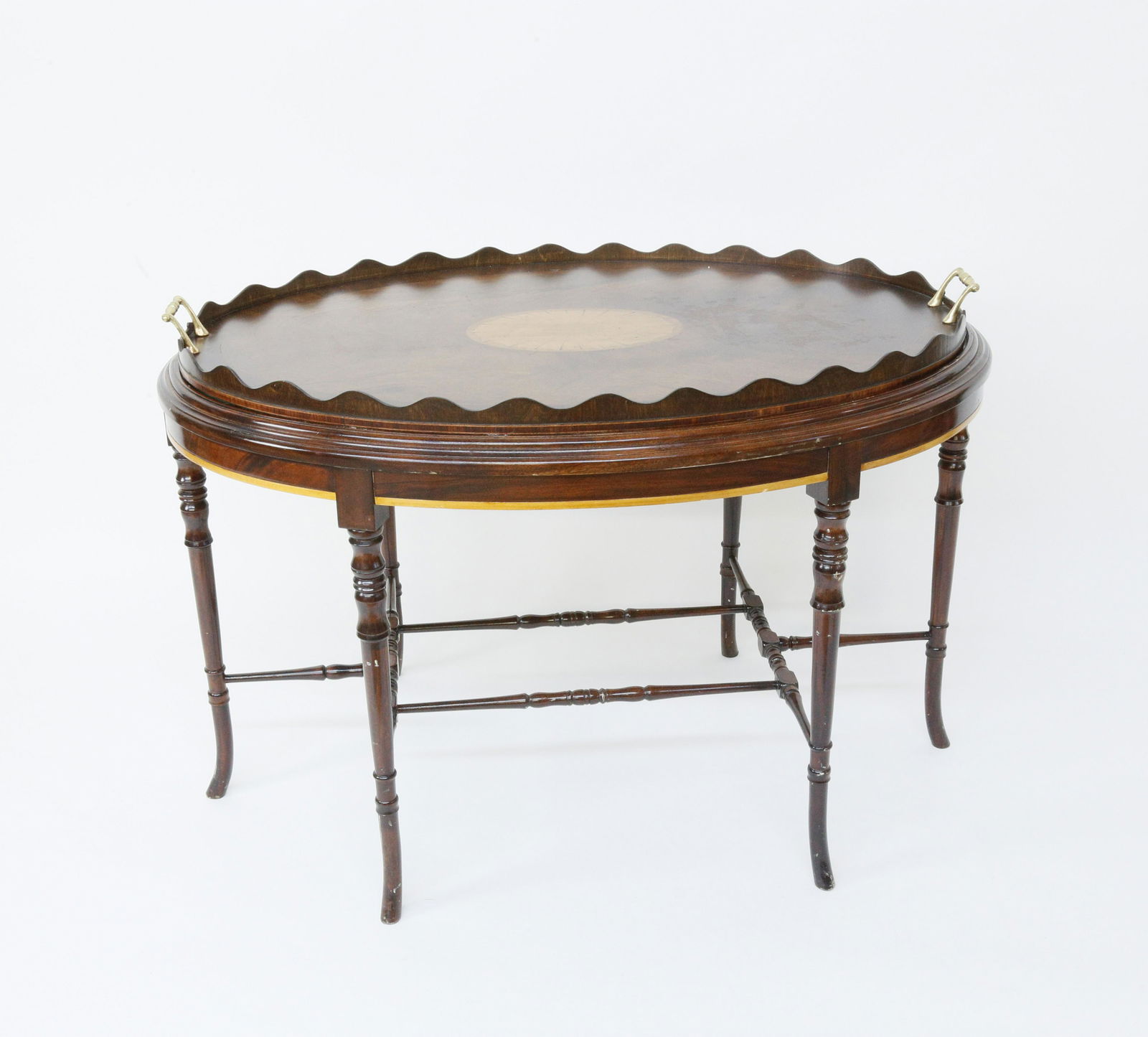 Mahogany Tray on Stand with Satinwood Fan Inlay (1 of 5)