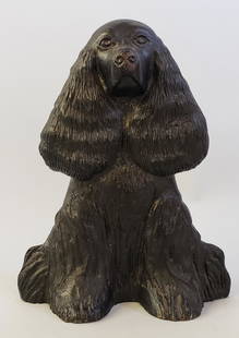 Vintage Cast Iron Virginia Metalcrafter Doorstop: Vintage Cast Iron Virginia Metalcrafter's Figural Cocker Spaniel Doorstop, stamped and inscribed on reverse with maker's mark, "Dream Boy Copyright 1949, V.A. Metalcrafters Waynesboro, V.A." Height