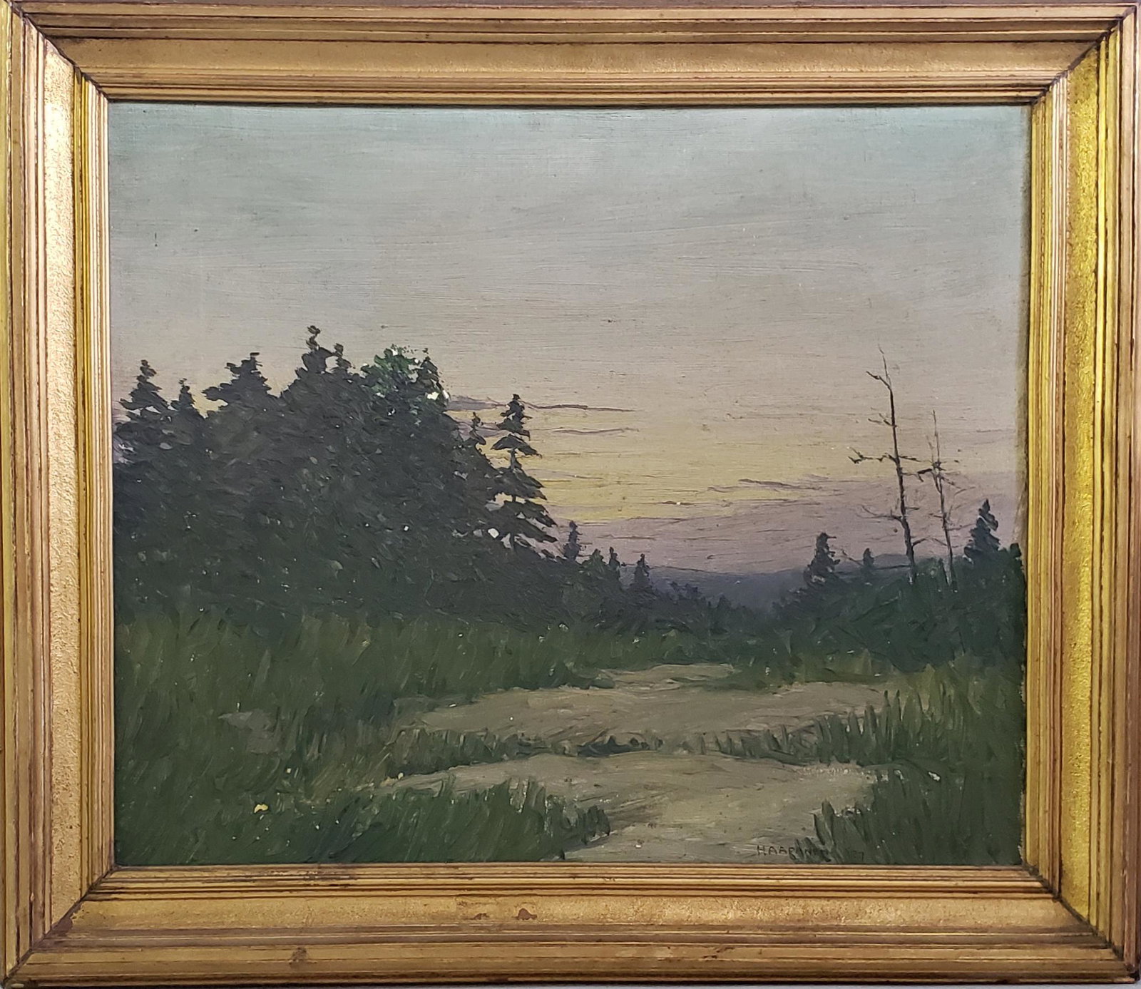 John Haapanen Oil on Canvas, "Sunset in the Marsh" (1 of 4)