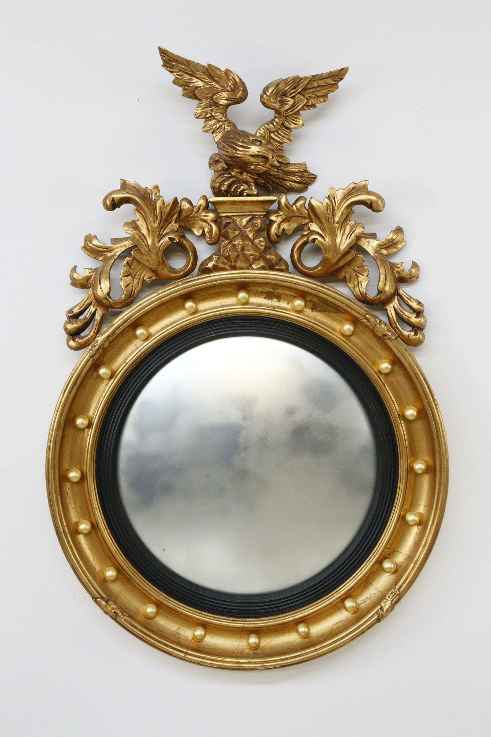 Antique Carved and Gilt Convex Mirror (1 of 6)