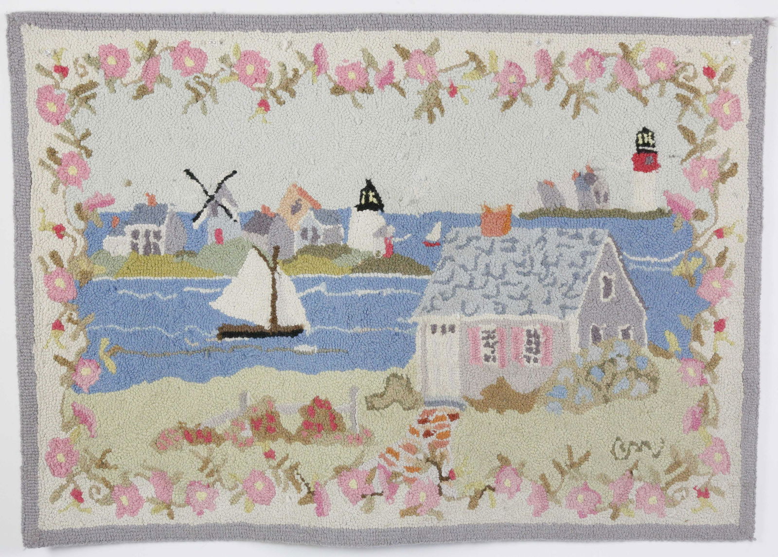Claire Murray Wool Hooked Rug "Cottages and (1 of 6)