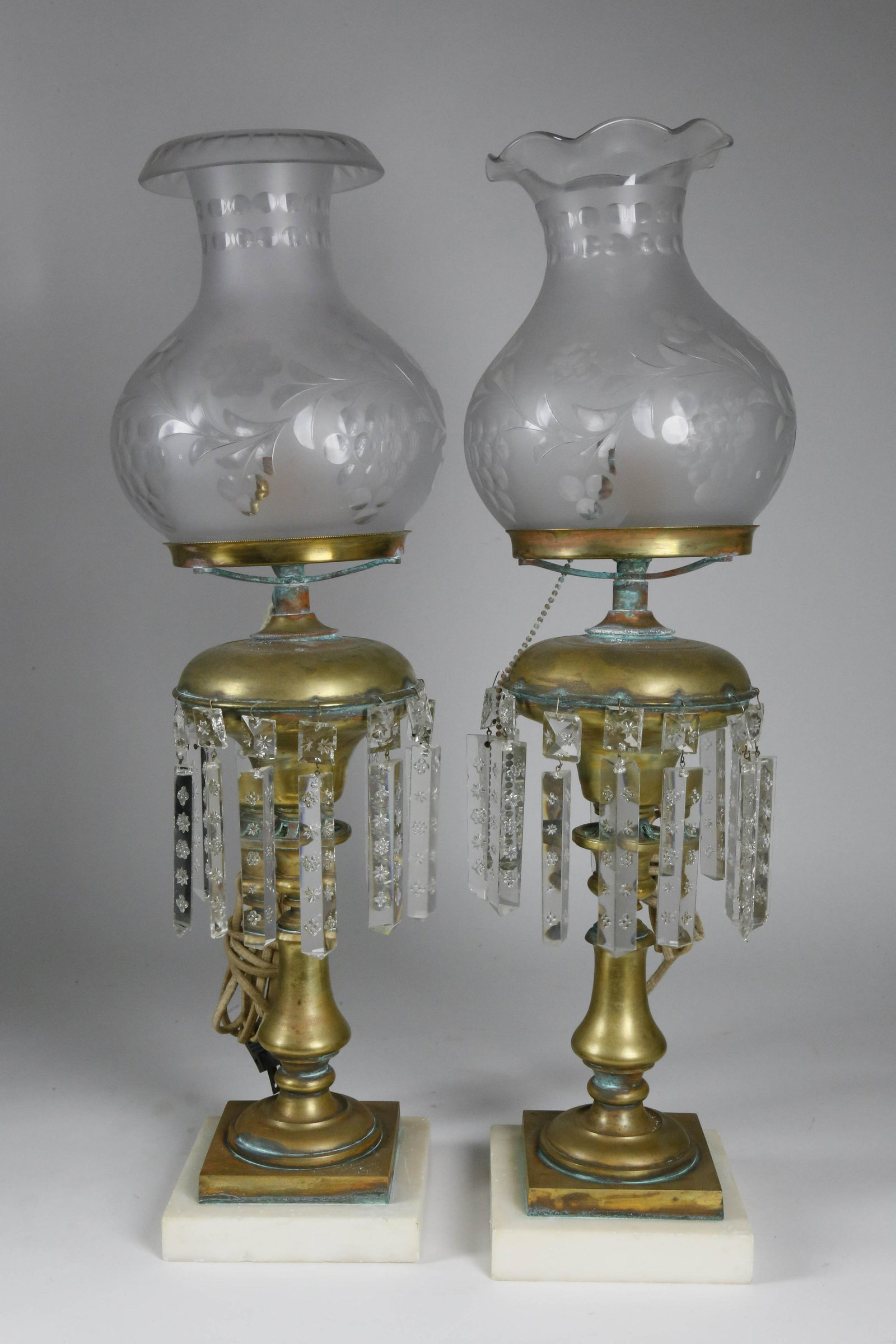 Pair of American Brass Argand Lamps, 19th Century (1 of 8)