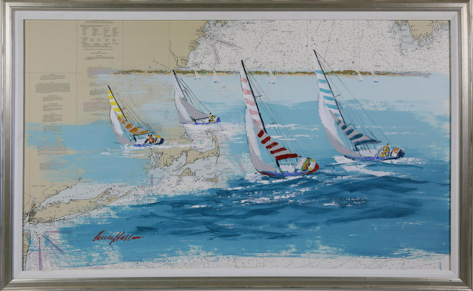 Kerry Hallam Acrylic on Coastal Chart - Long Island (1 of 7)