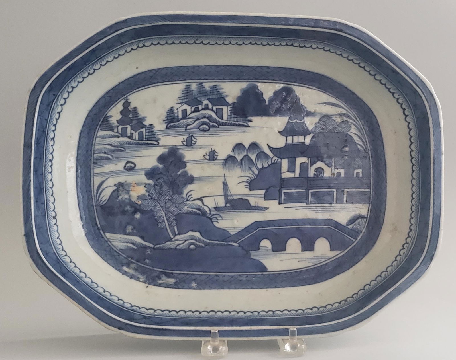 19th Century Chinese Canton Blue and White Deep Dish (1 of 6)