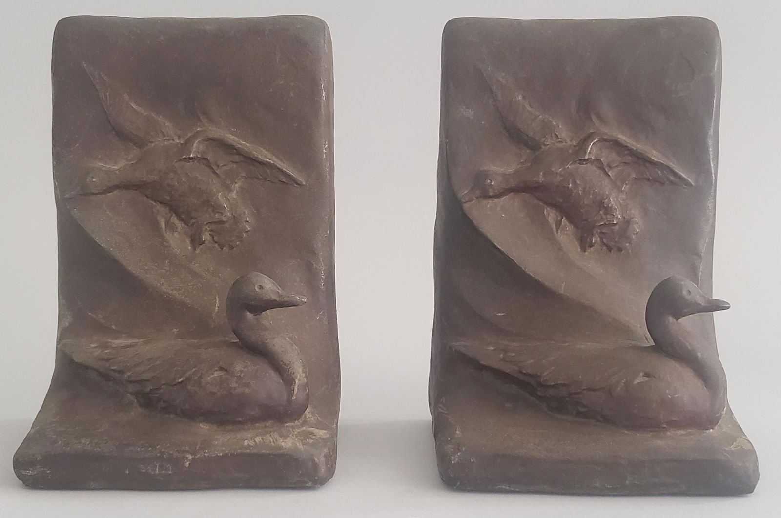 Pair of William B. Tallman Patina Metal Duck Bookends (1 of 4)