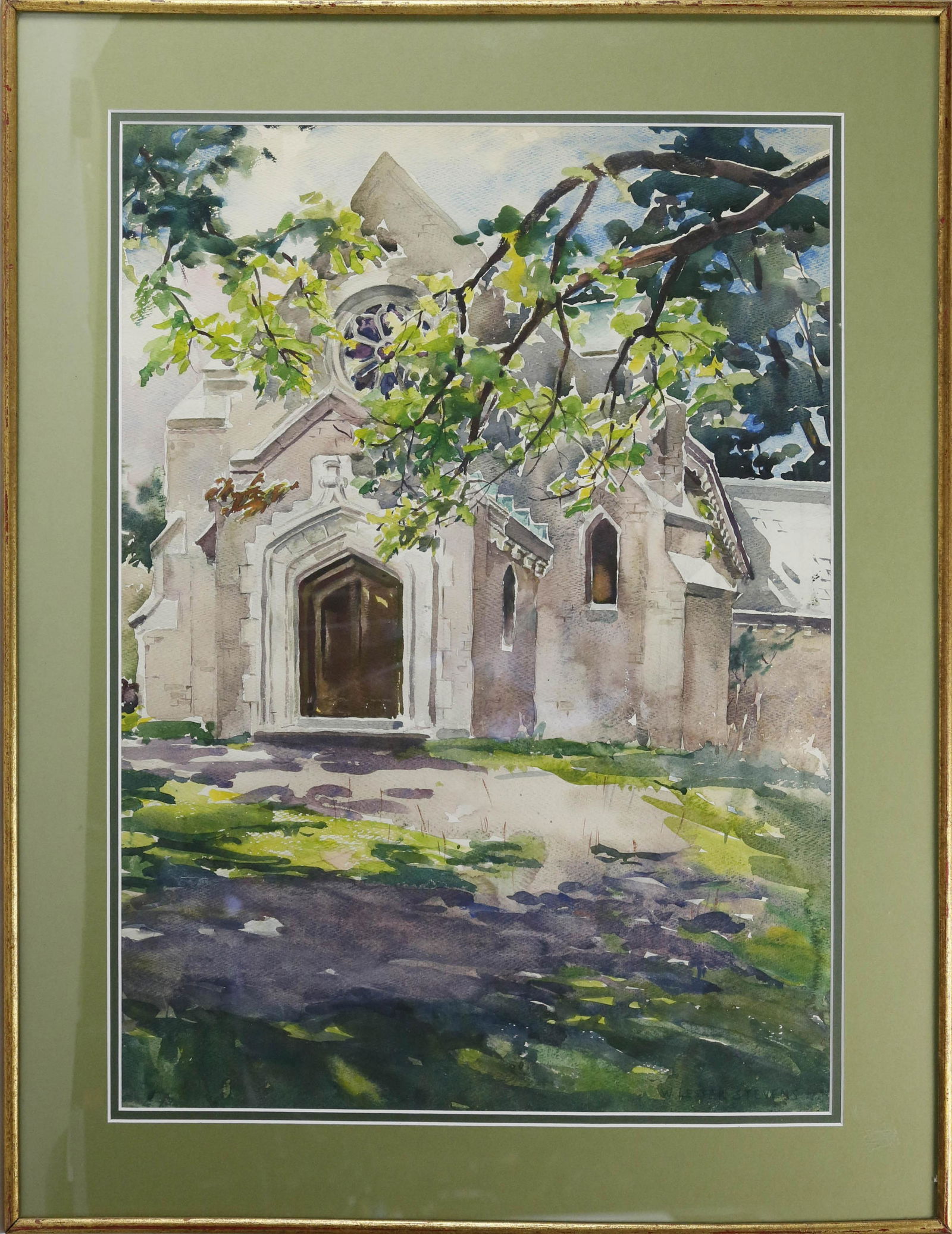 William Lester Stevens Watercolor "View of a Western (1 of 4)