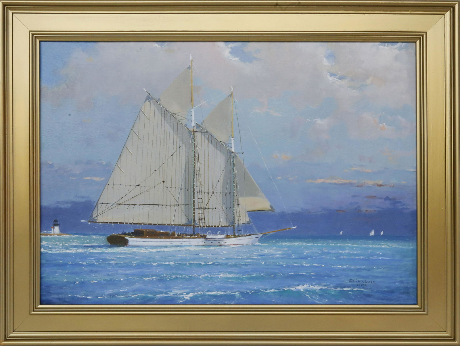 William Lowe Oil on Canvas "Nantucket Schooner Passing (1 of 4)