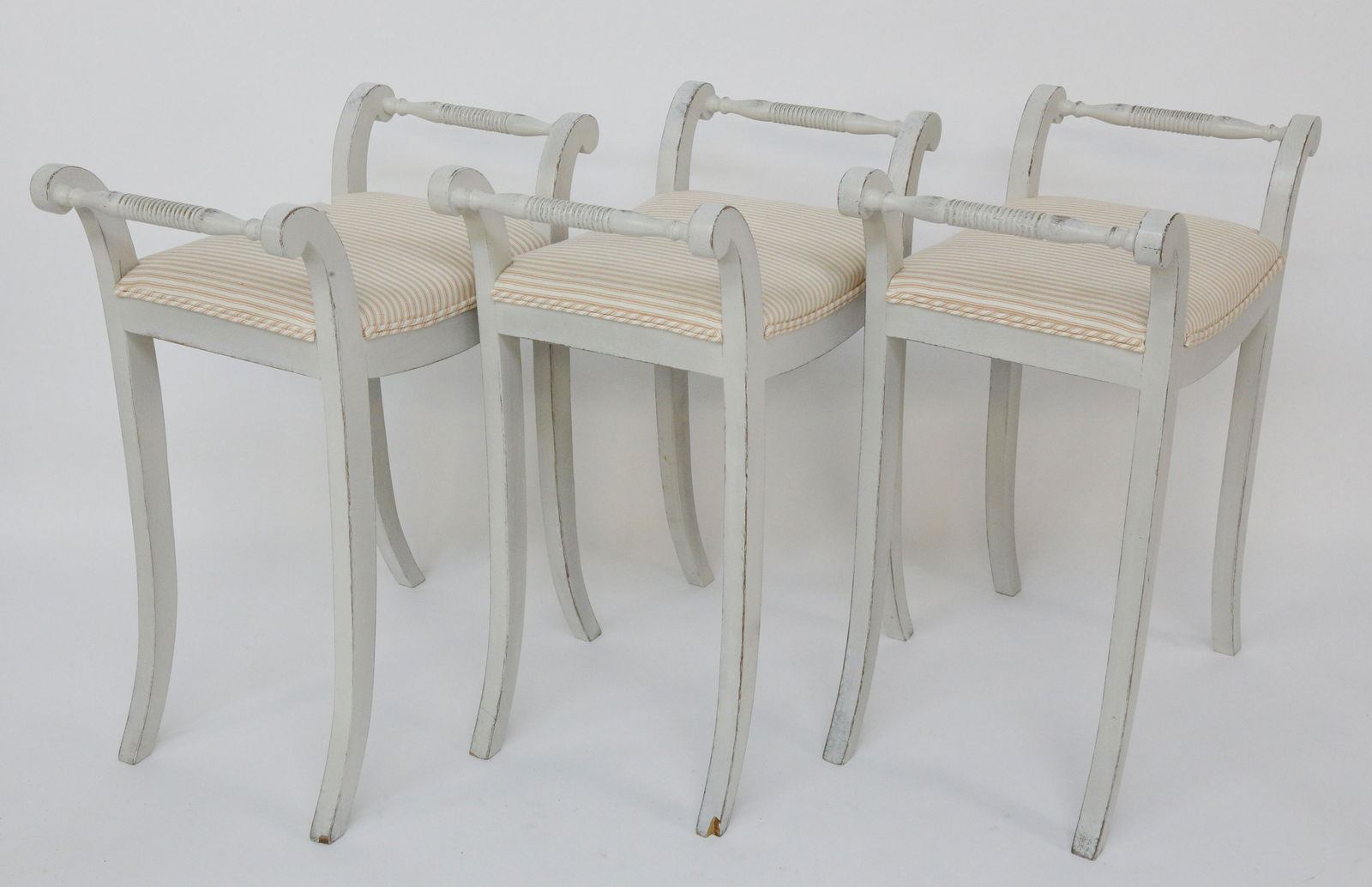 Three Scandinavian Vintage Lime Washed Upholstered High (1 of 4)