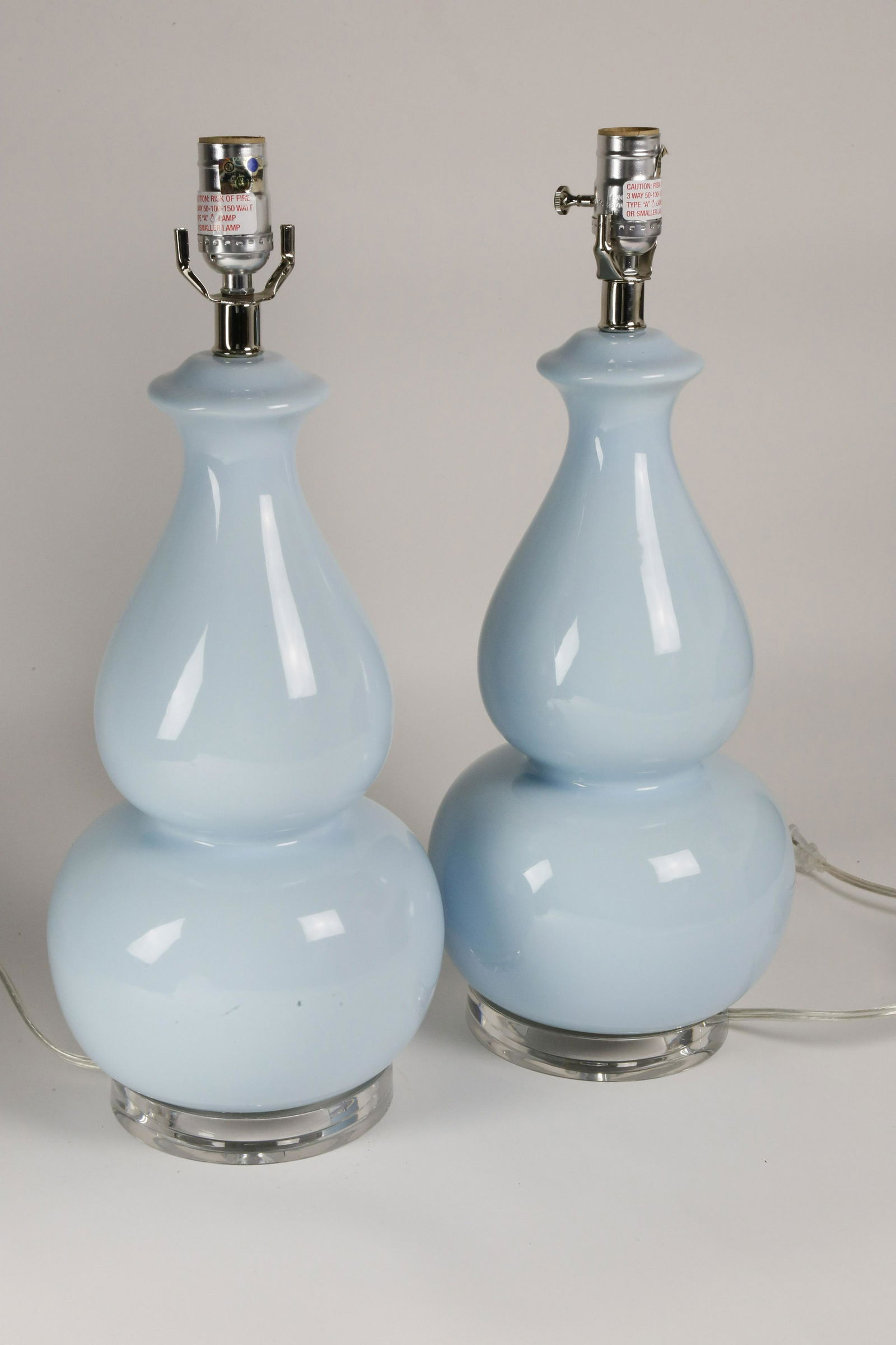 Pair of Contemporary Powder Blue Glass Lamps (1 of 3)
