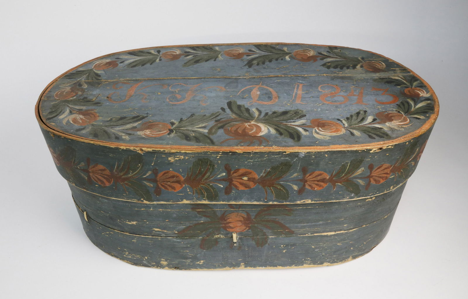 Scandinavian Decorated Oval Band Box, circa 1843 (1 of 7)