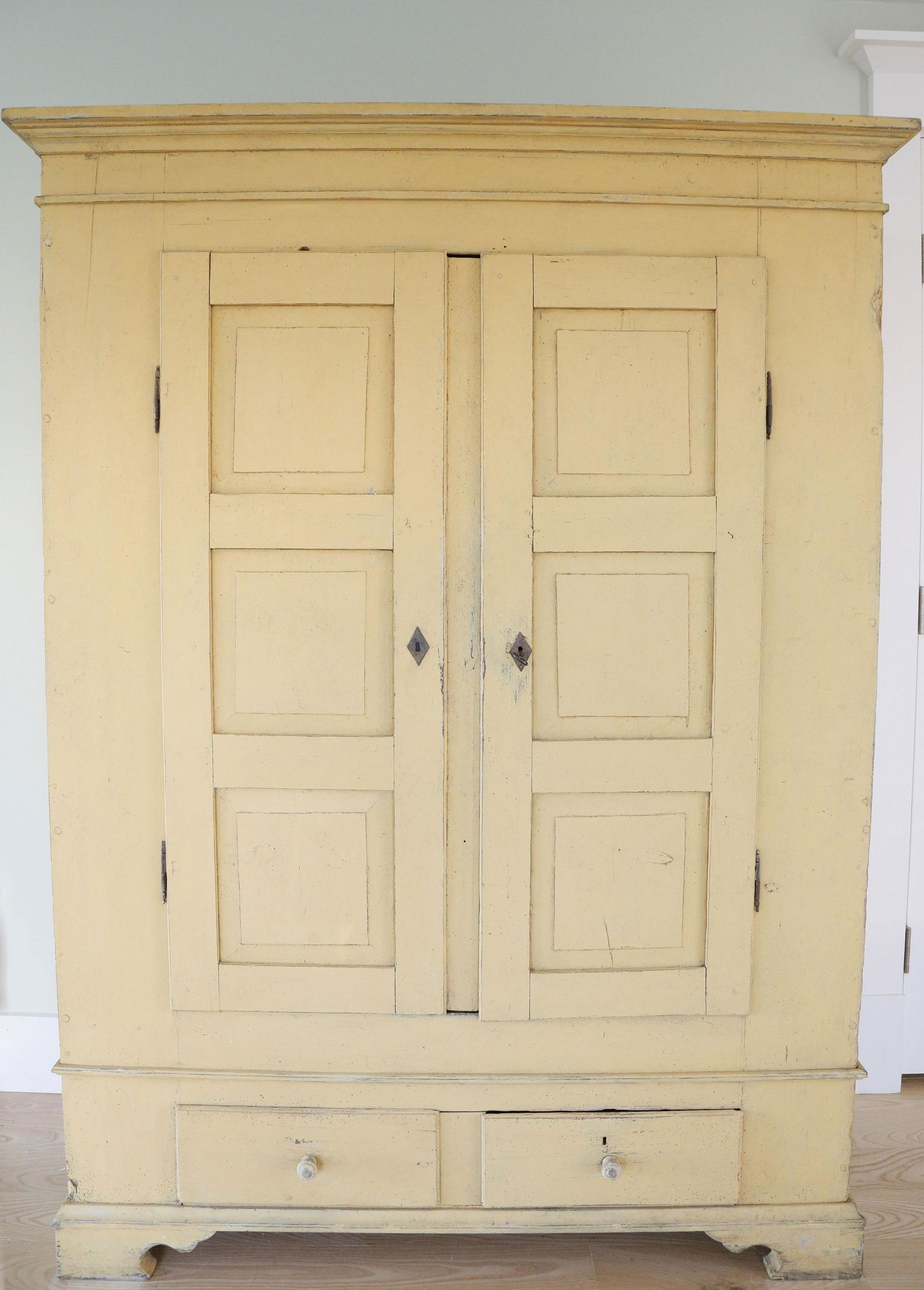 19th Century Scandinavian Yellow Painted Cupboard (1 of 8)