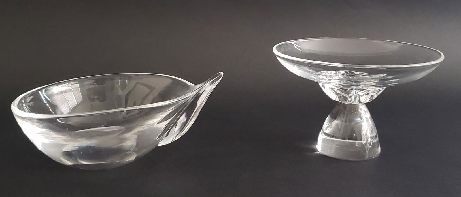 Signed Steuben Clear Crystal Serving Bowl and Compote (1 of 6)