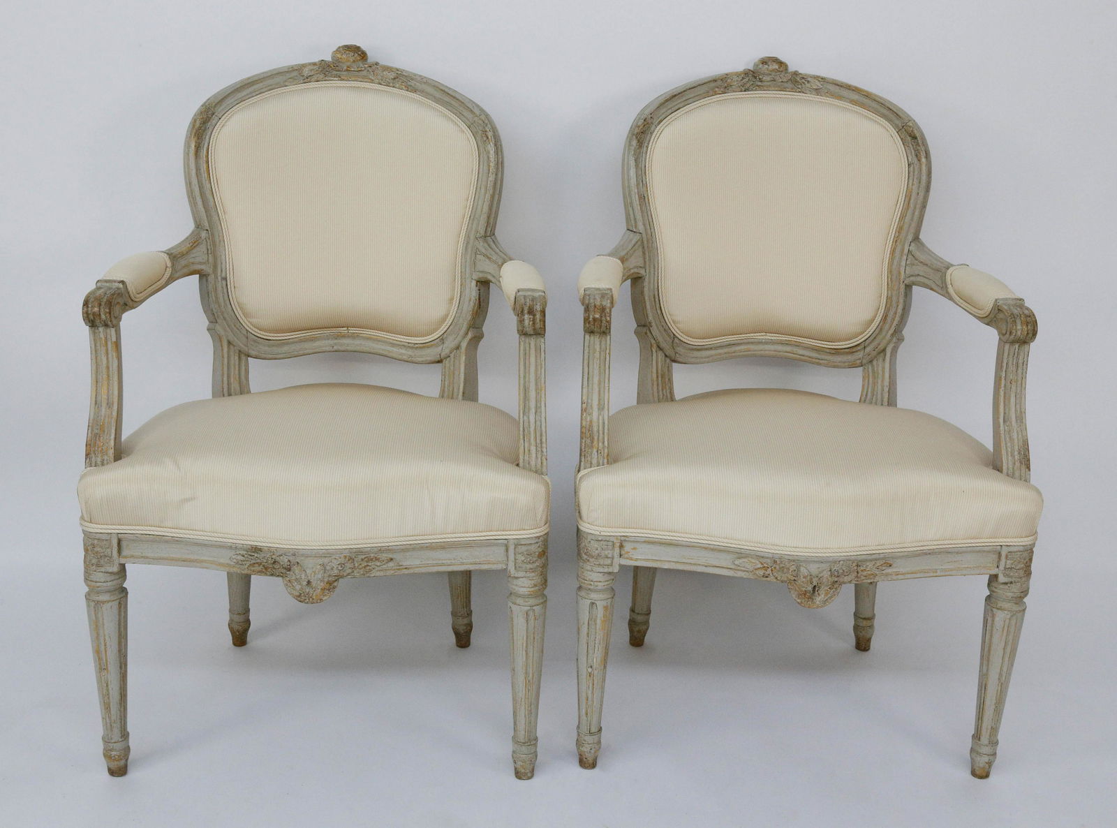 Pair of Swedish Gustavian Style Open Armchairs, 19th (1 of 12)