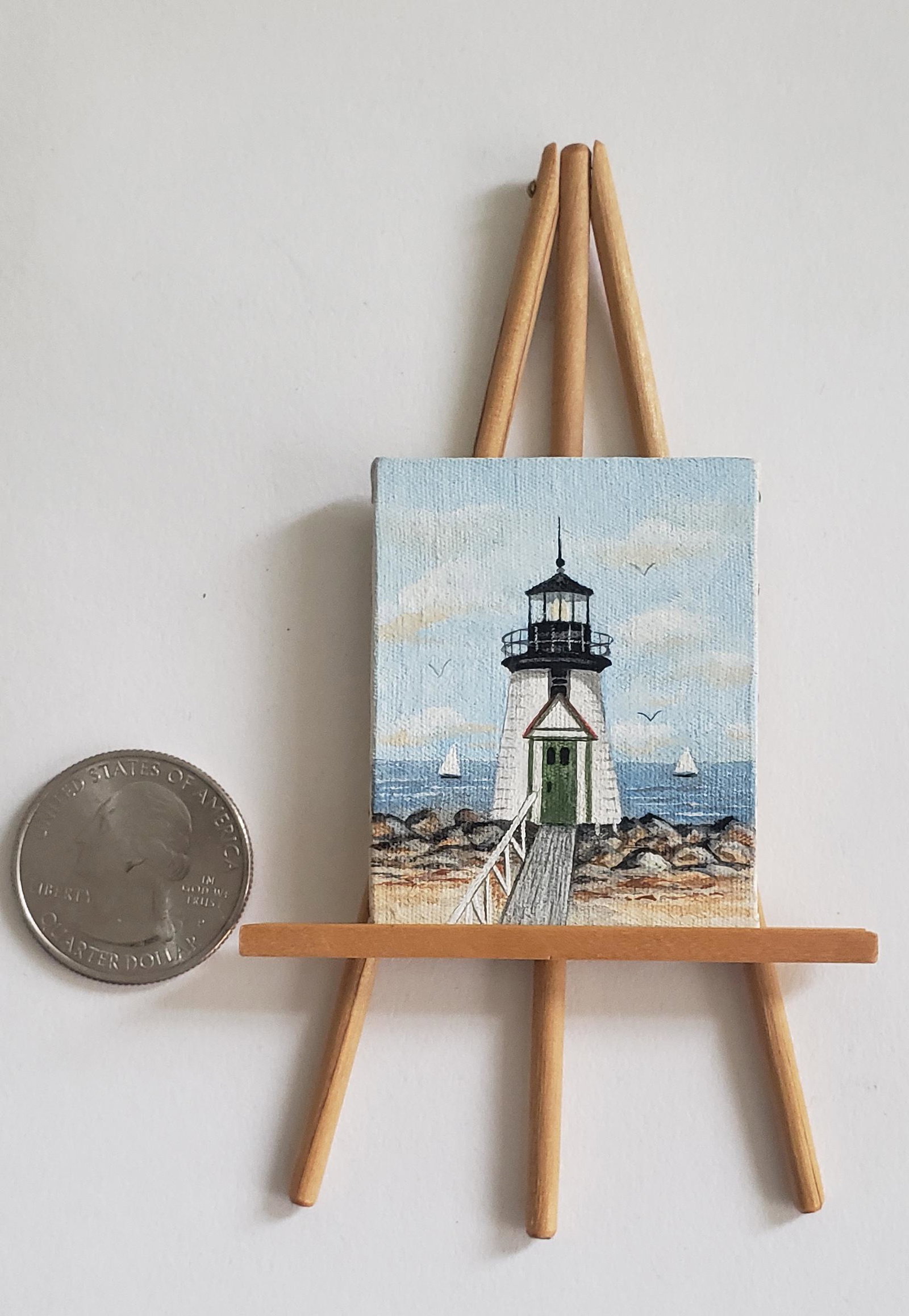 Fine Miniature Oil on Canvas, "Brant Point Light", (1 of 4)