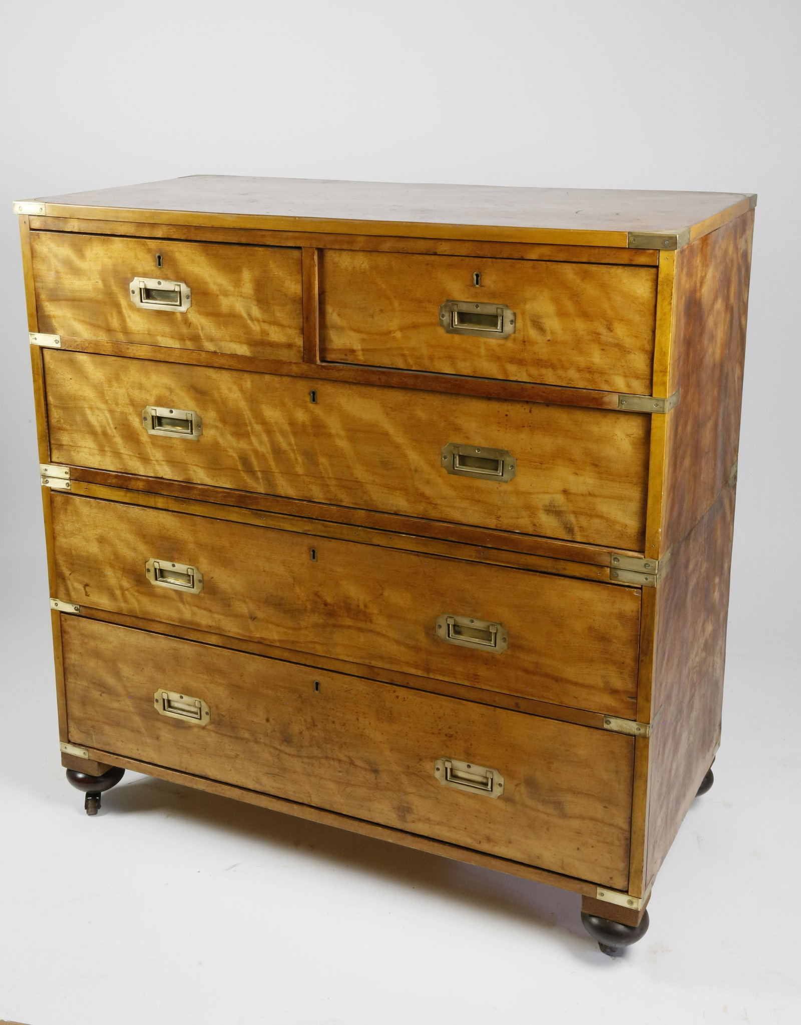 Flame Birch Campaign Chest, circa 1840 (1 of 7)