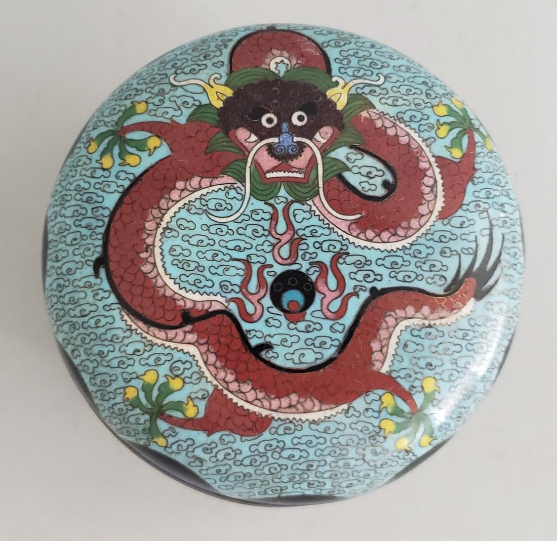 Antique Chinese Cloisonné Dragon Designed Covered Box (1 of 5)
