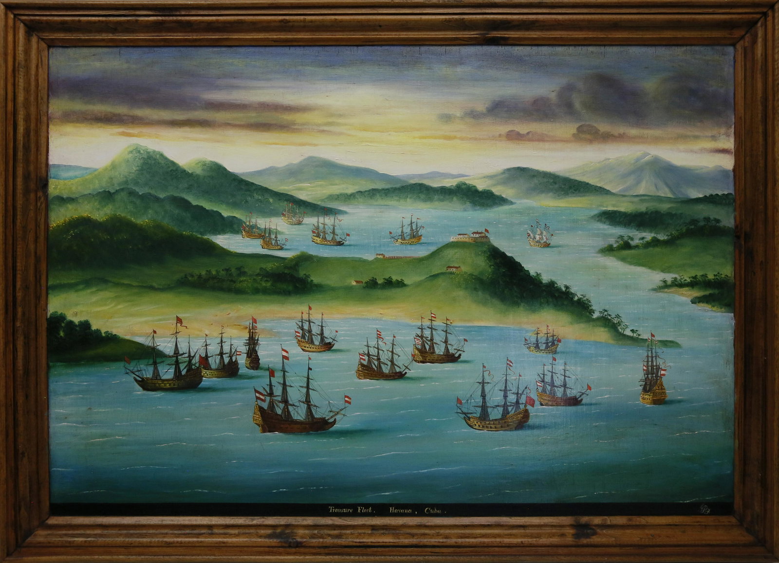 Contemporary Oil on Board "Treasure Fleet Havana (1 of 4)