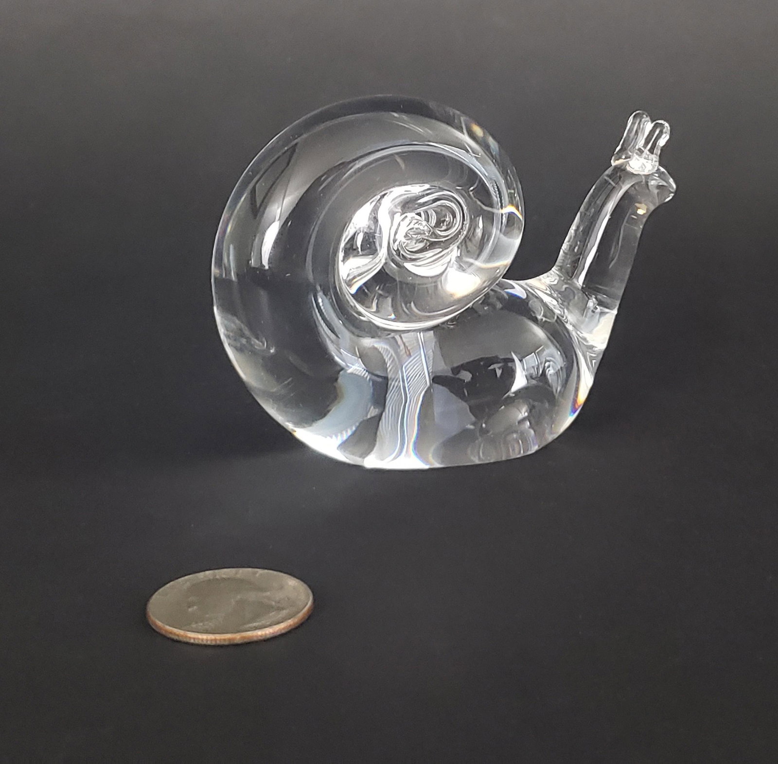 Signed Steuben Clear Crystal Snail Figurine Paperweight (1 of 4)