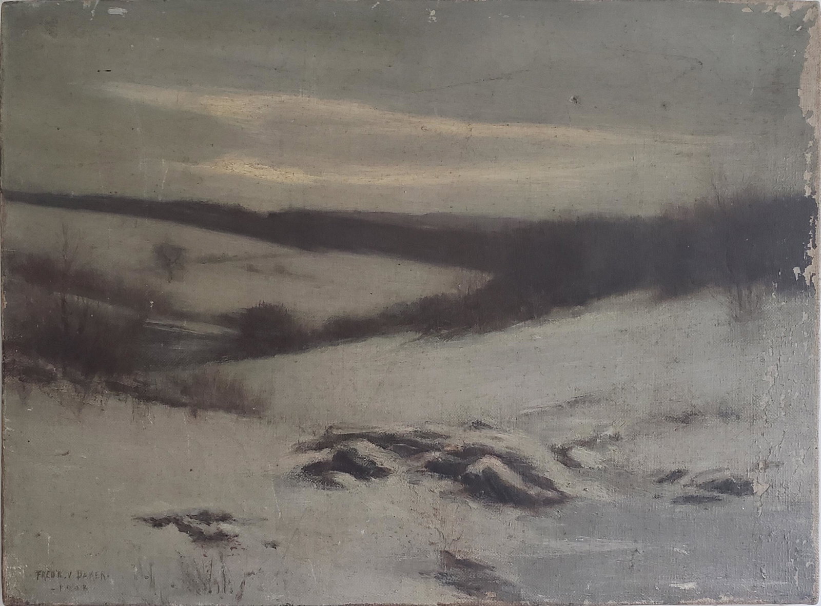 Frederick V Baker Antique Oil on Canvas, "Solitude", (1 of 5)