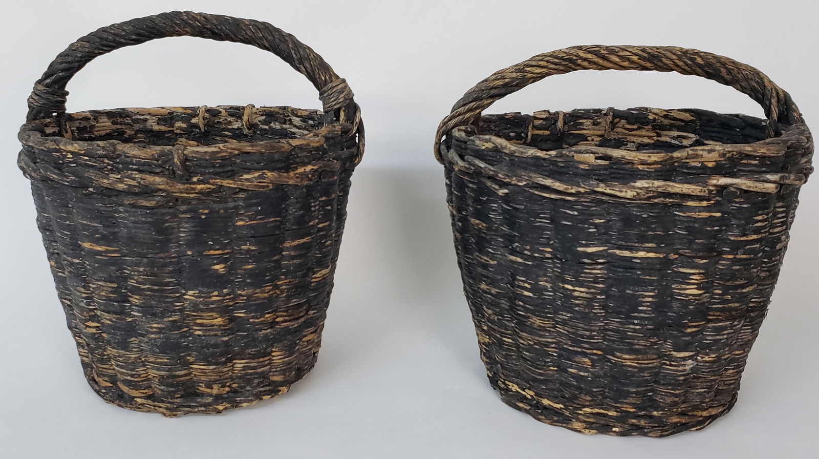 Pair of Antique Black Painted Well Water Bucket Baskets (1 of 5)
