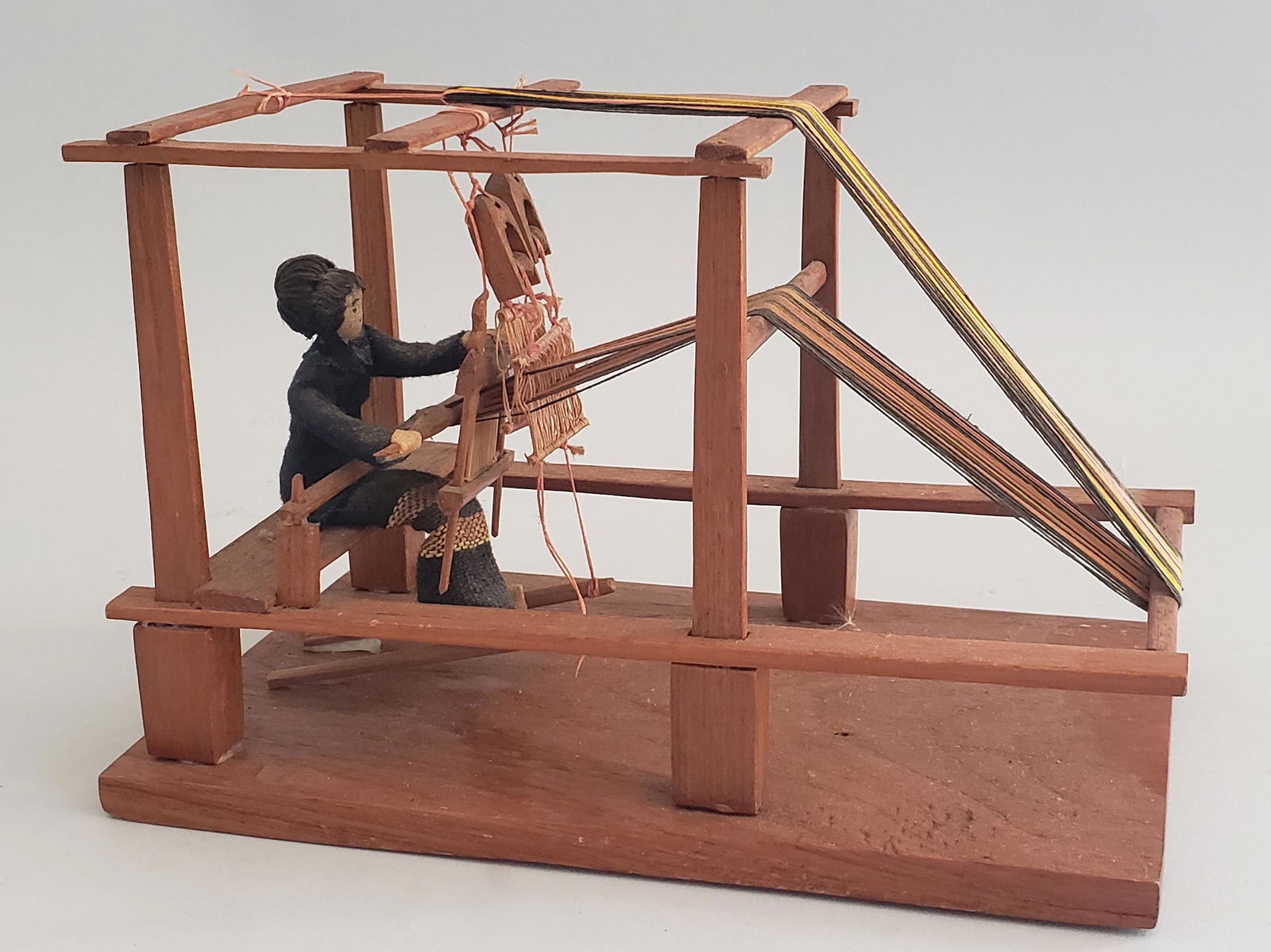 Vintage American Folk Art Miniature Vignette of a Woman (1 of 7)