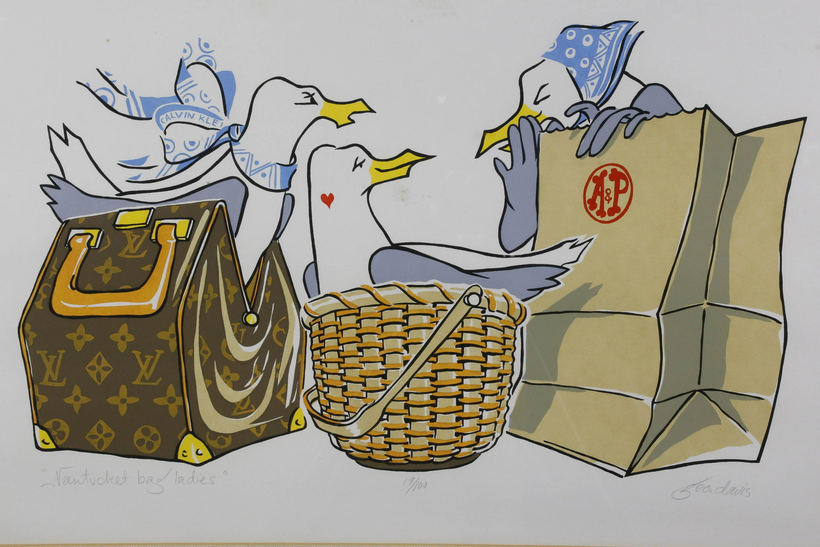 George Davis Limited Edition Lithograph "Nantucket Bag (1 of 5)