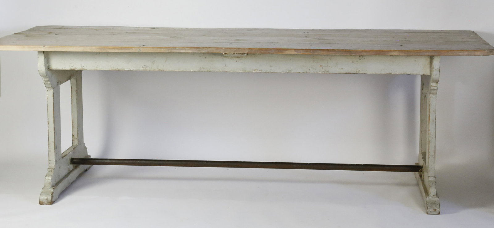 Country Pine 6-Board Pine Top Trestle Dining Table (1 of 5)