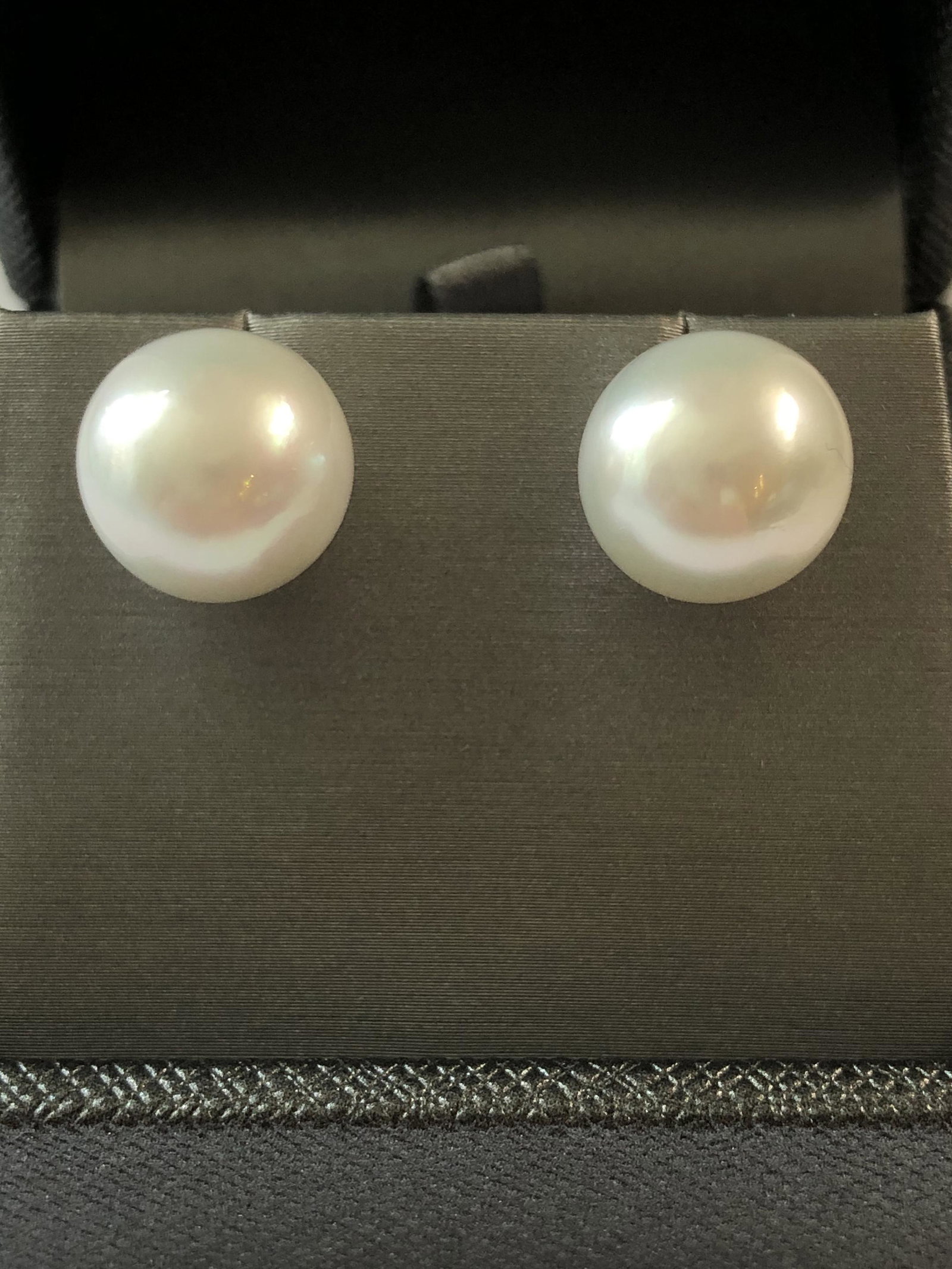Pair of 13mm White South Sea Pearl Earrings, 14k (1 of 5)