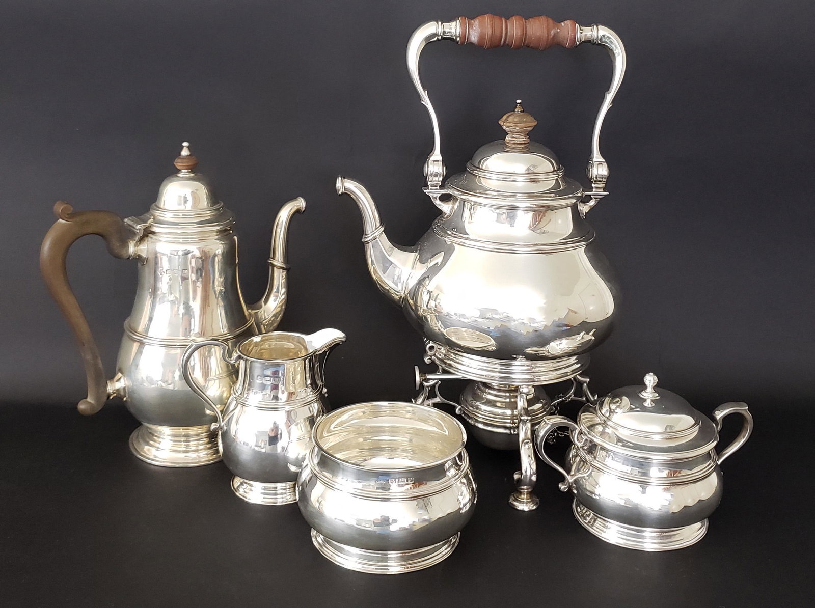 George VI Sterling Silver Five Piece Tea Service, (1 of 10)