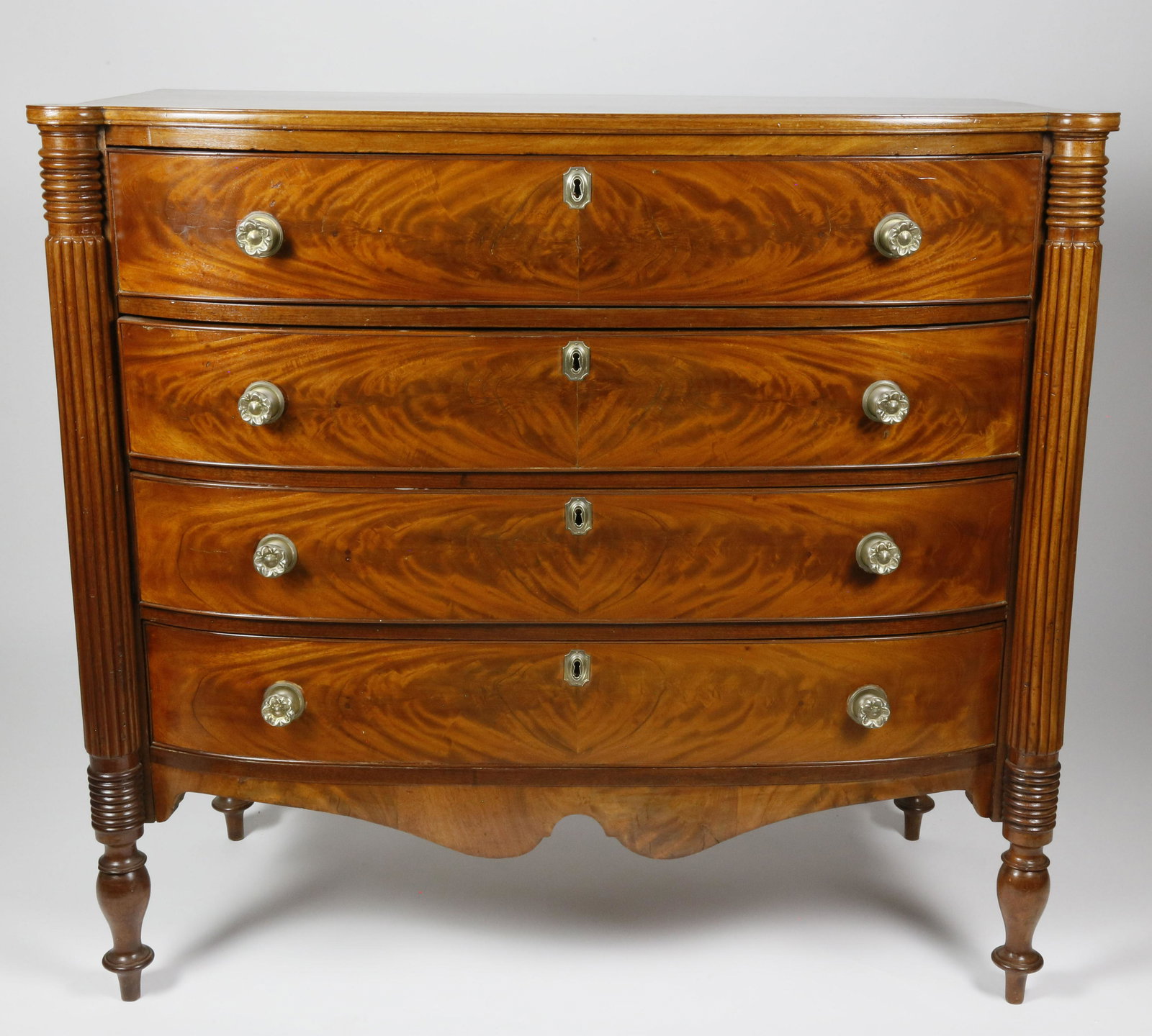 American Sheraton Bow Front Chest of Drawers, circa (1 of 6)