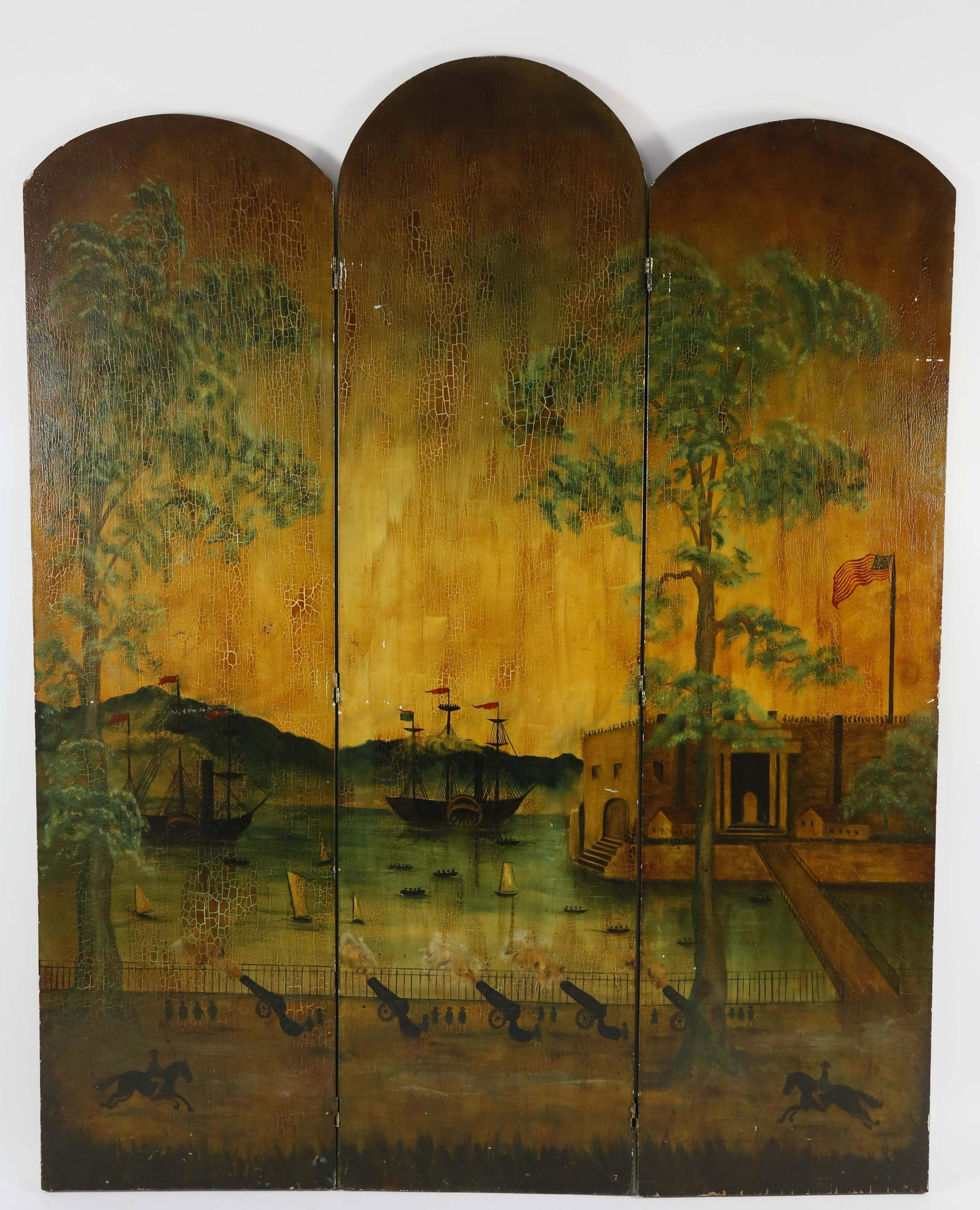 Vintage 1920s Hand Decorated Three Panel Room Divider (1 of 6)