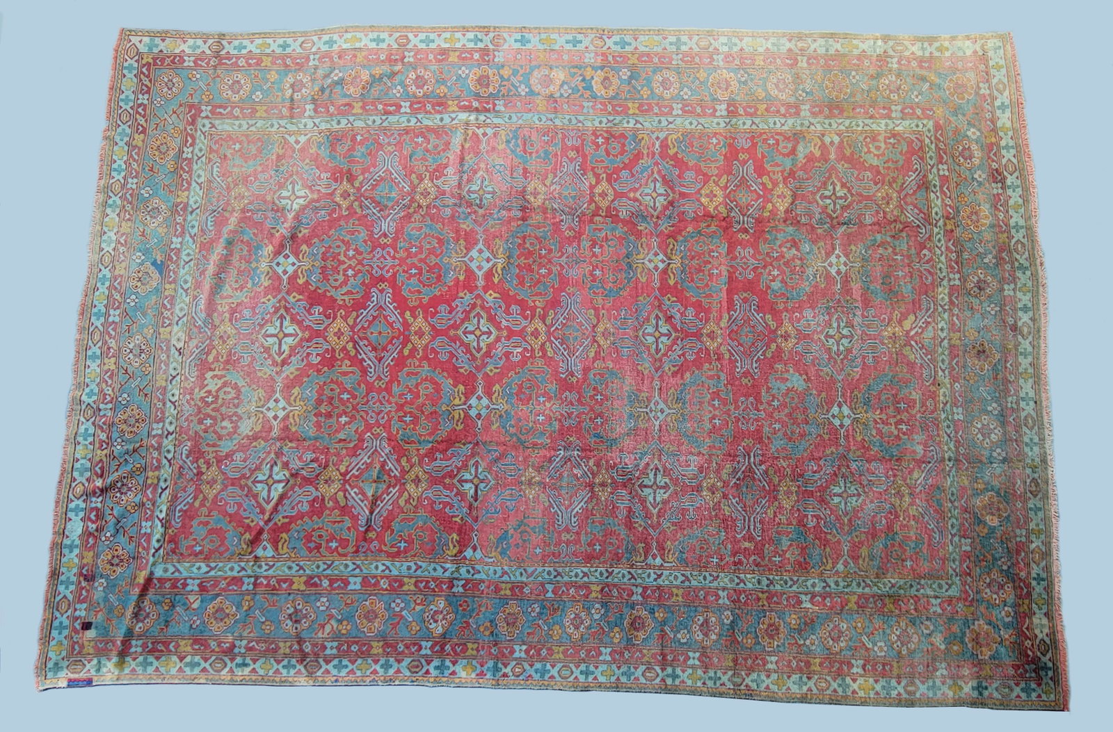 Antique Hand Knotted Oushak Carpet, circa 1920s: Antique Hand Knotted Oushak Carpet, circa 1920s 19 ft. 5 in. x 12 ft. 11 in.