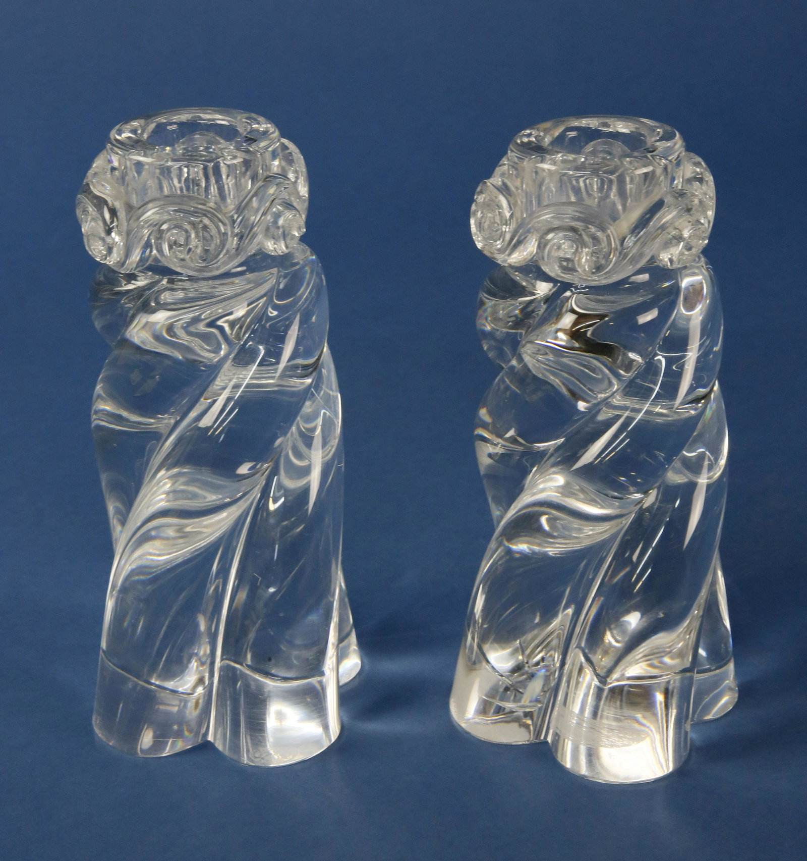 Pair of Signed Baccarat Crystal Barley Twist (1 of 4)