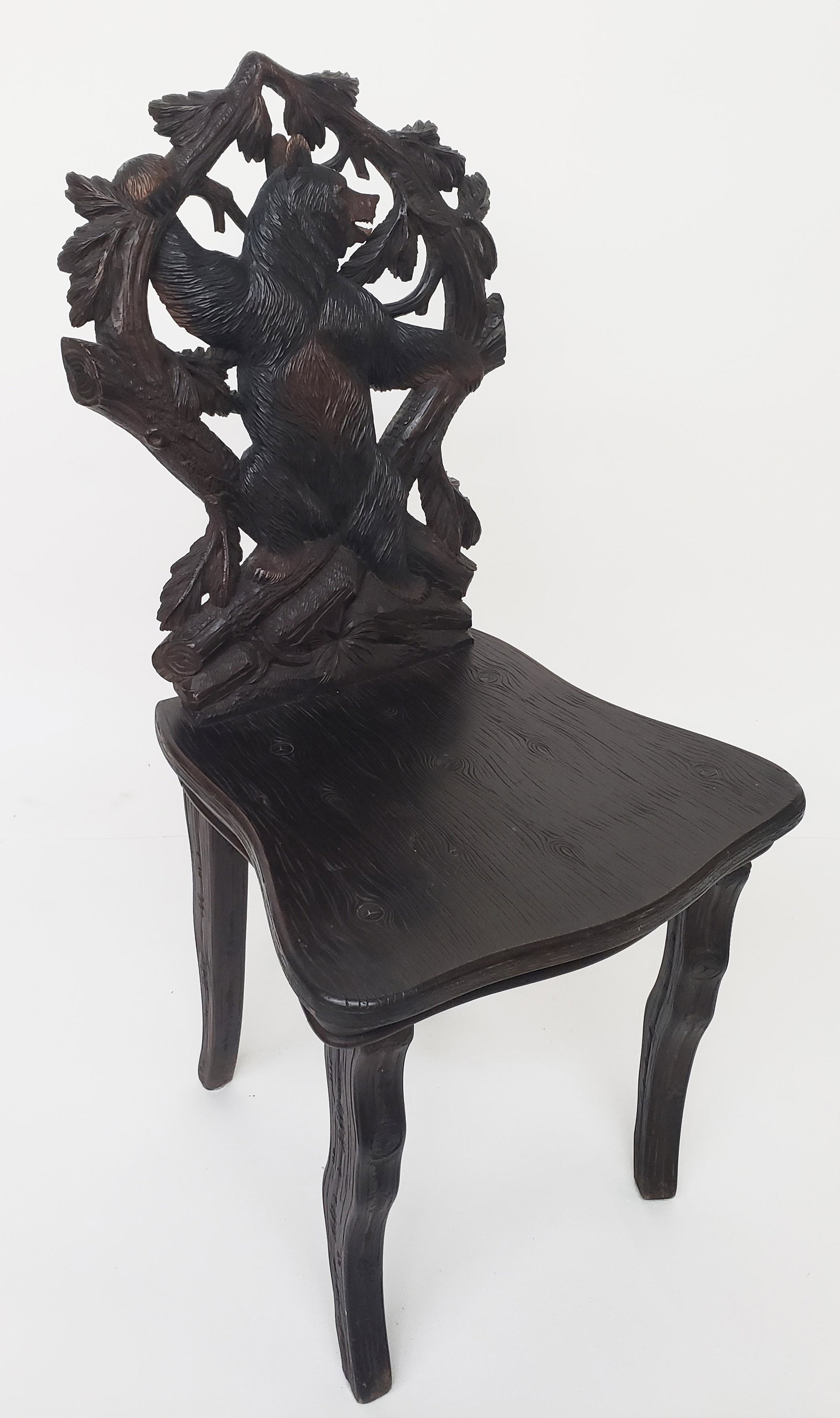 19th Century Carved Black Forest Side Chair (1 of 9)
