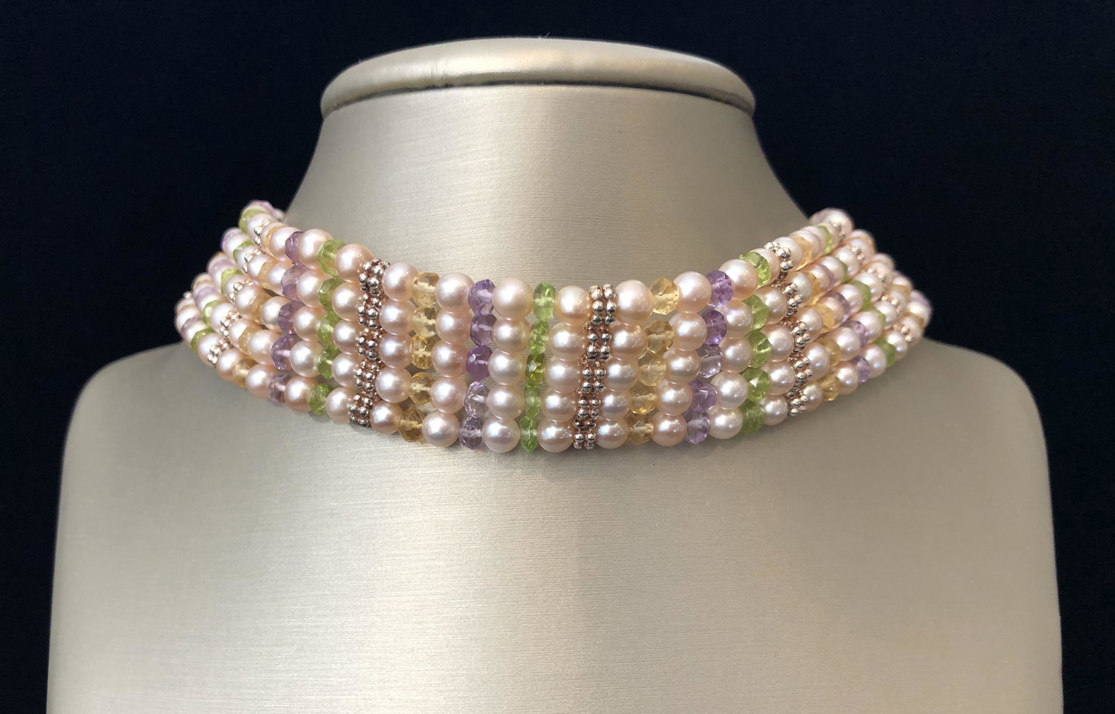5-Strand Fresh Water Pearl, Peridot, Citrine, Amethyst (1 of 2)