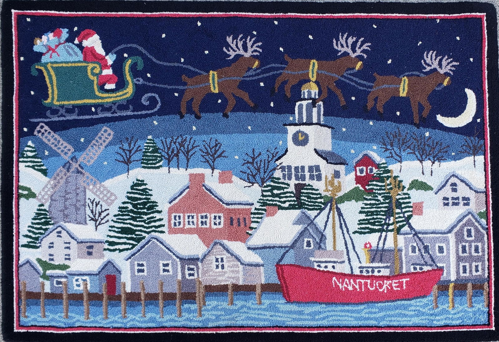 Claire Murray Hooked Rug "Nantucket Sleigh Ride" (1 of 5)